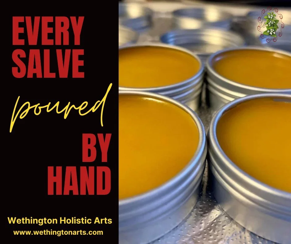 🌿 Every Salve. Poured by Hand. 🌿
When you purchase a handcrafted product from Wethington Holistic Arts, you're getting something that has been made by hand, not mass-produced.

From carefully selecting the botanicals and ingredients to blending, po