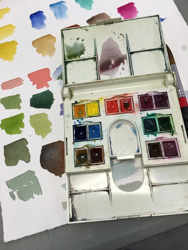 A little lesson in color mixing before heading out to sketch.