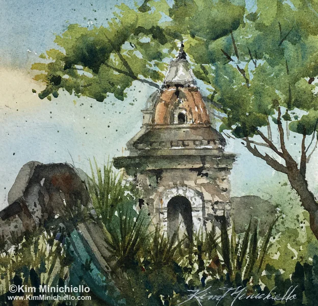Nepali Temple, Watercolor Mounted on Board and Sealed, 6 x 6, $295 available at the show
