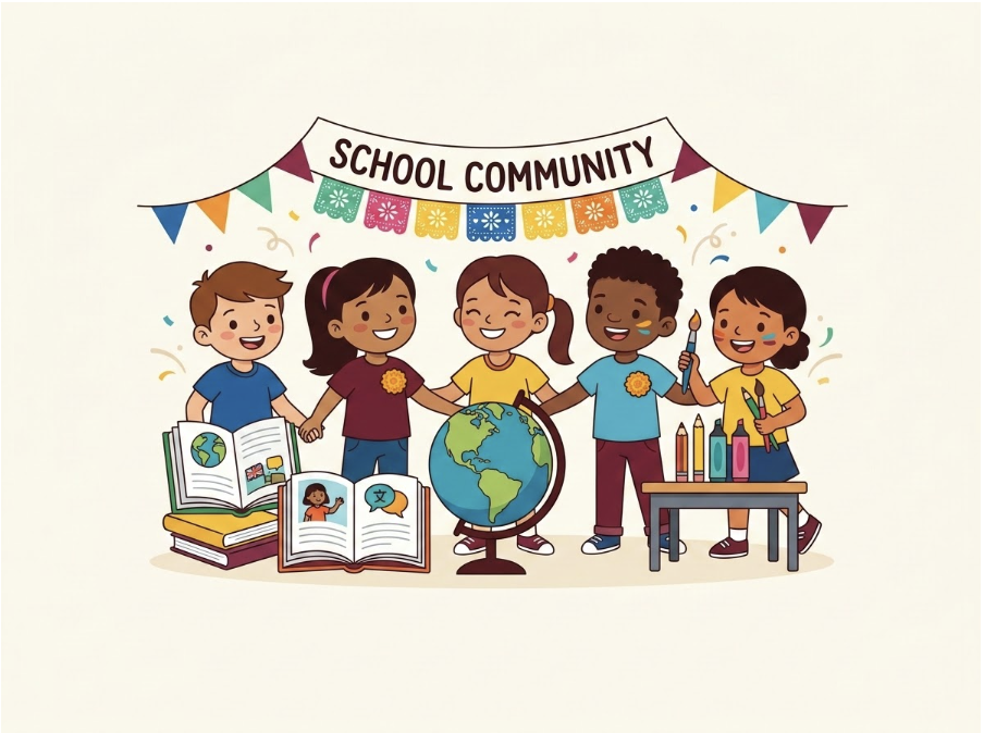 poster of kids and a globe for ELAC meeting