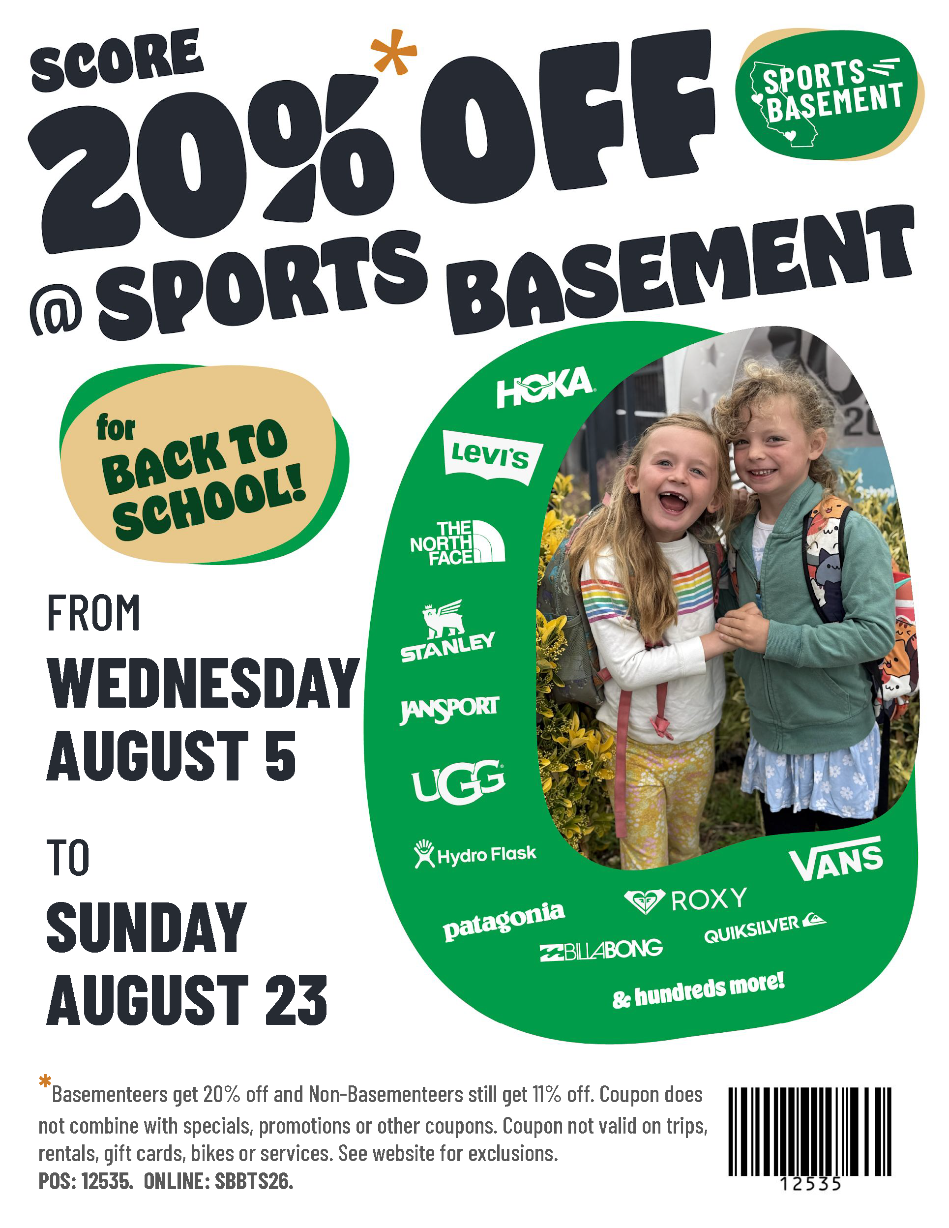 Sports Basement back to school discount