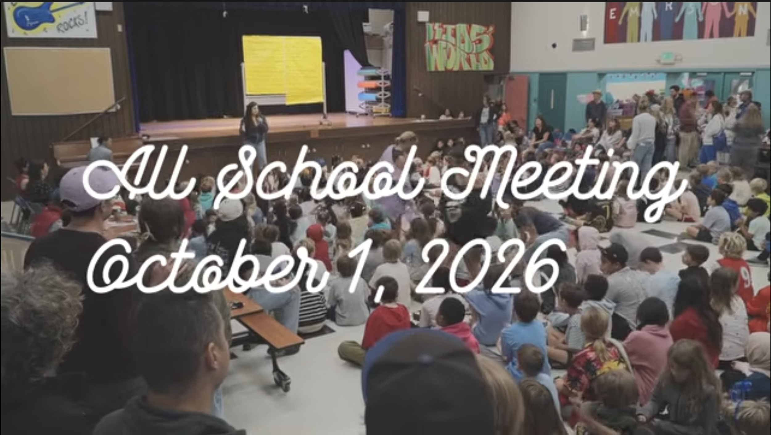 students, teachers and parents in the big meeting room