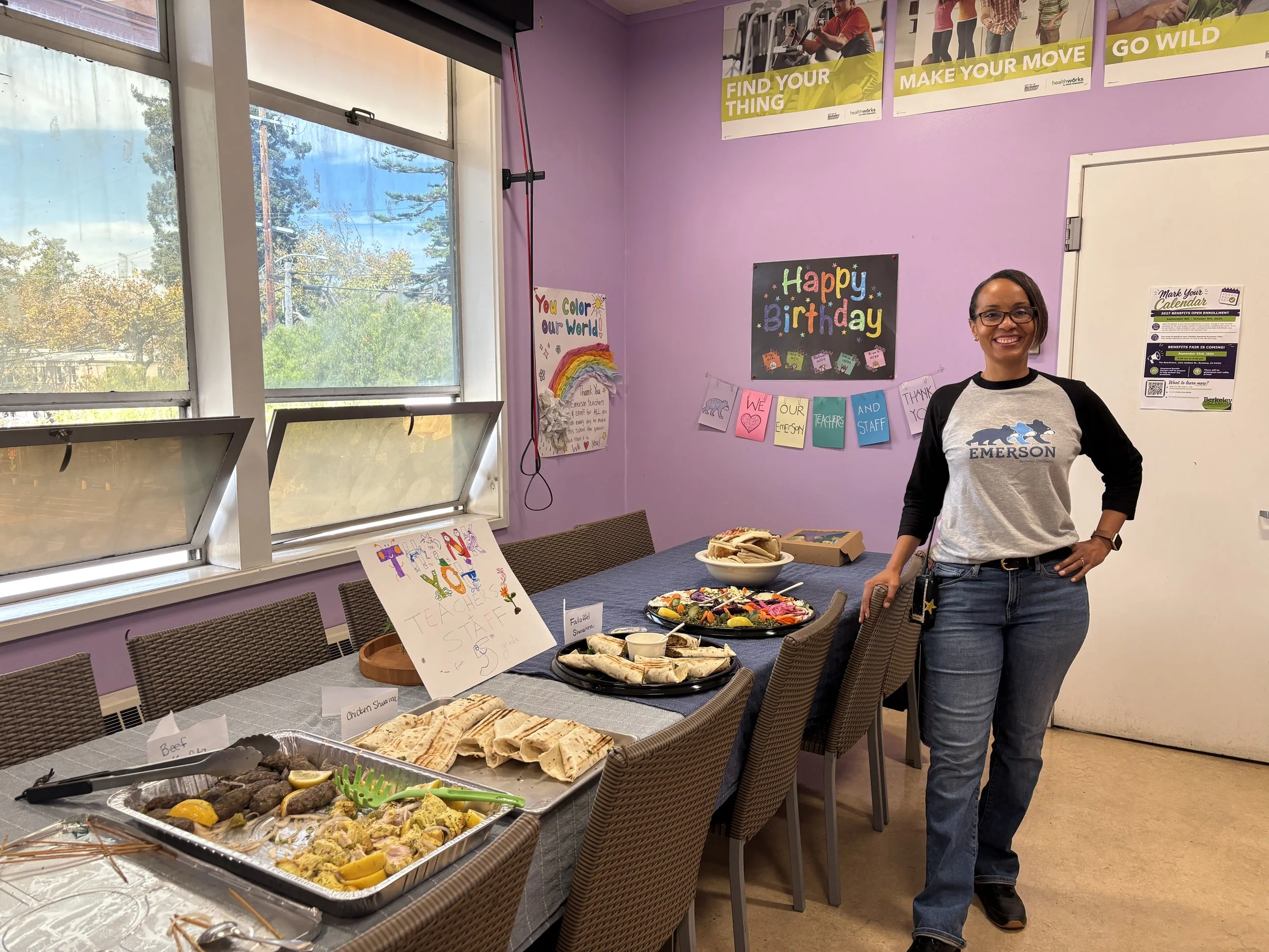 Principle Holmes with Staff Lunch