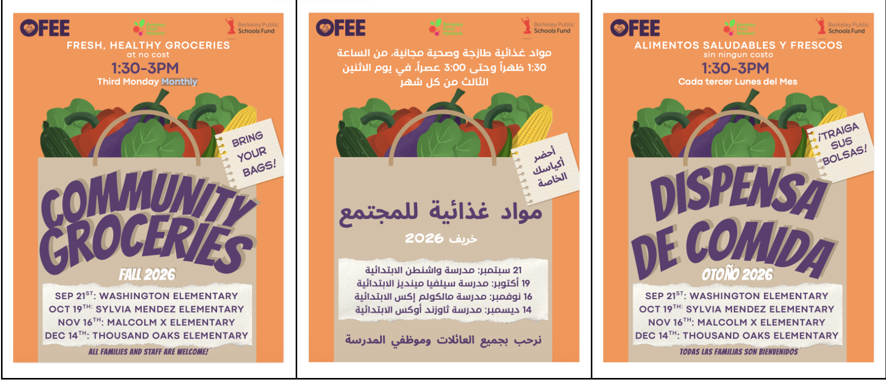 Poster for food bank in three language
