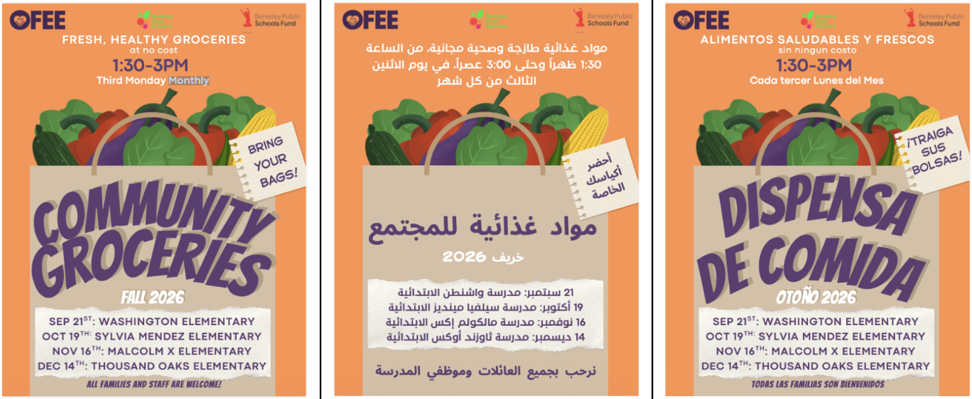 Office of Family Engagement & Equity (OFEE) food information for community groceries this fall 2026