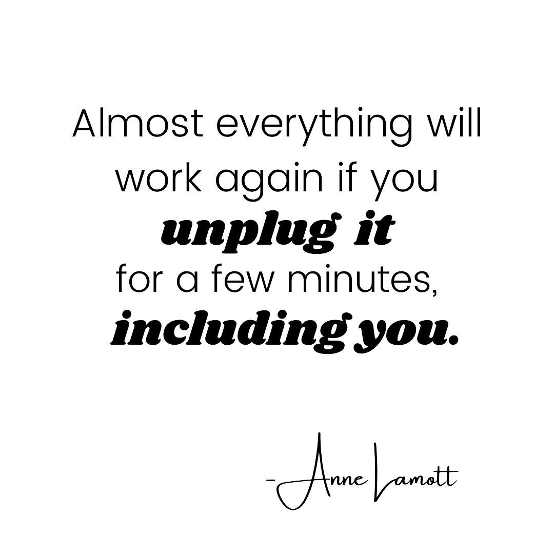 Take time to unplug whether for a few minutes, or a few weeks! 🔌  For me, when things get overwhelming social media will be the first to go. It does not fill my bucket. When I&rsquo;m depleted it just makes me feel like I&rsquo;m not doing enough! A