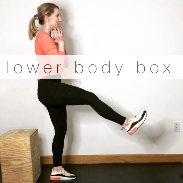 Quick lower body box workout! 📦 Do yourself a favor and get a box with multi-height sides, all of which you can use!! 

- Weighted sit to stand (Right then Left) 
- Elevated Hip Raise (Right the Left)
- Weighted Step-ups
- Box Jump (watch your head 