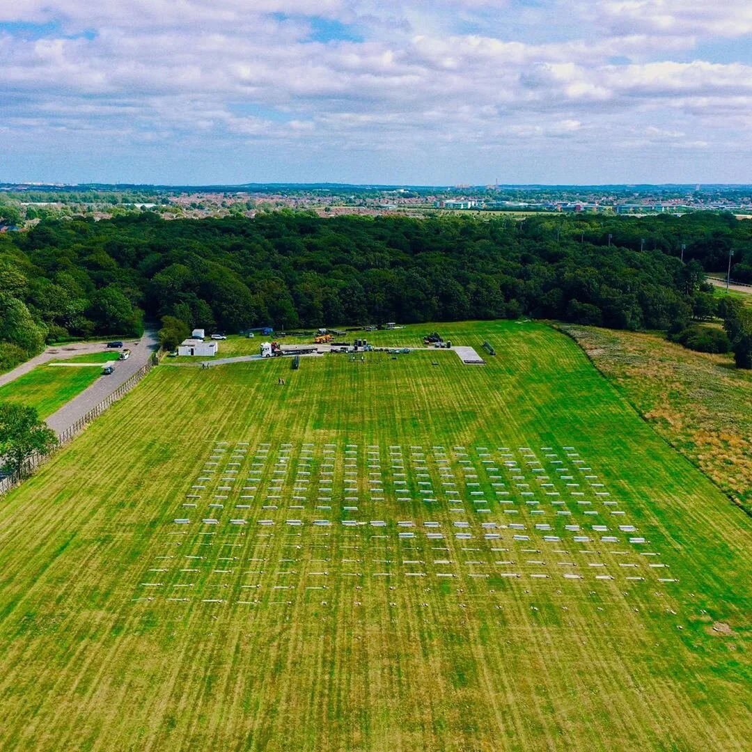 Newcastle, Inglaterra  Construção da Virgin Money Unity Arena, primeiro local dedicado à música com distanciamento social da Inglaterra.  Foto: Instagram  @virginmoneyunityarena