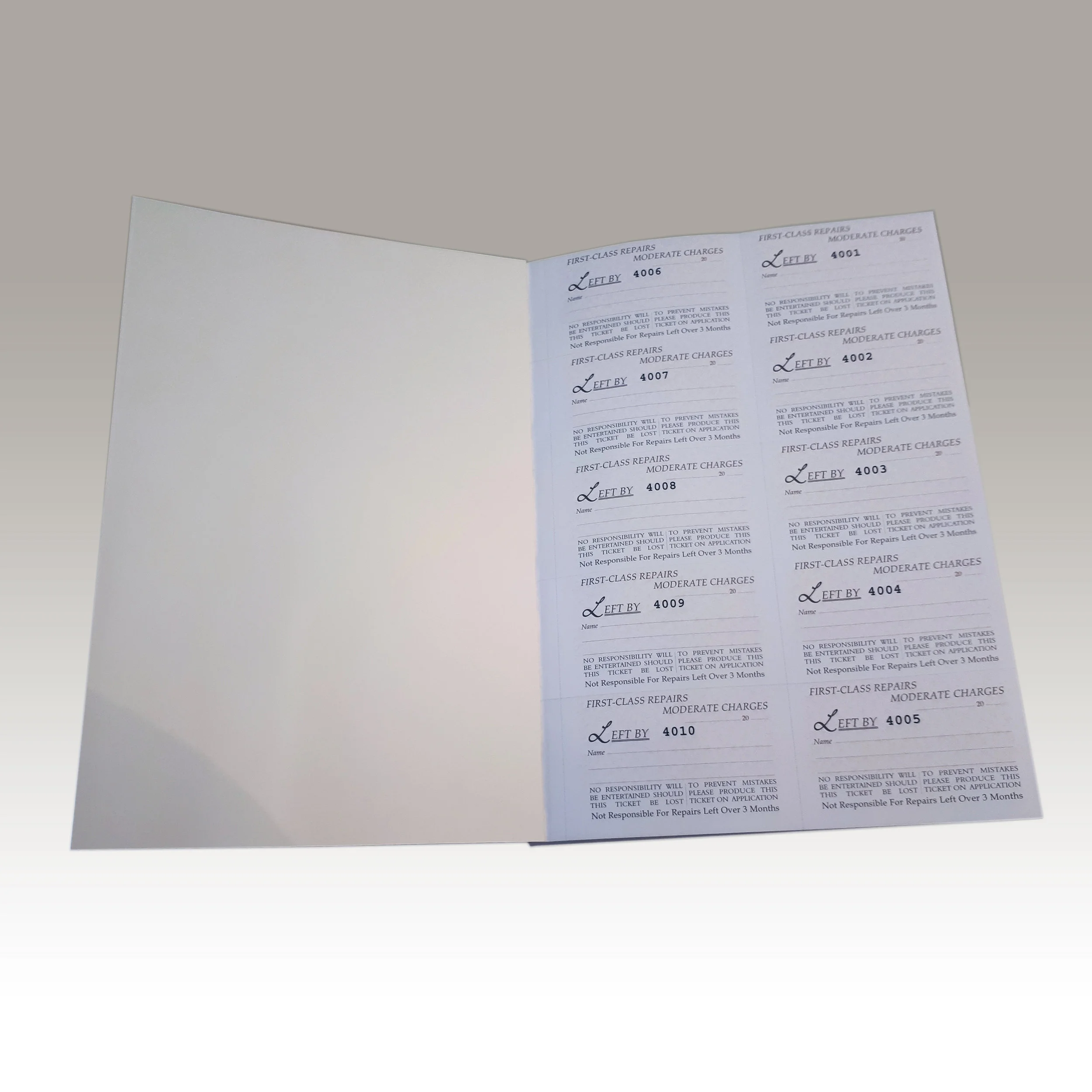 Duplicate Repair Book