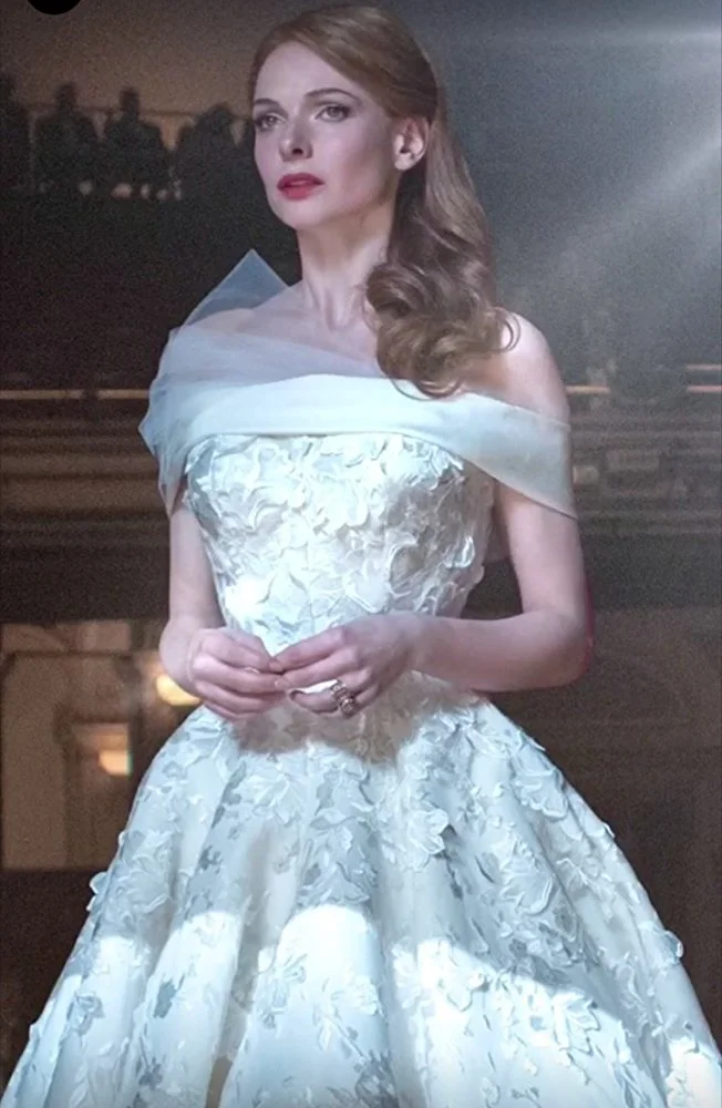 The second gown I built for Rebecca was a heavily embroidered organza with 3D petals, going lighter at the hem.. Heavenly! 