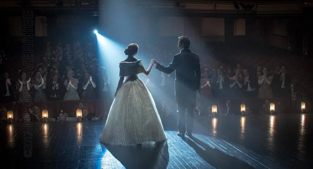 A still from the movie with Hugh Jackman, and Rebecca Ferguson. 