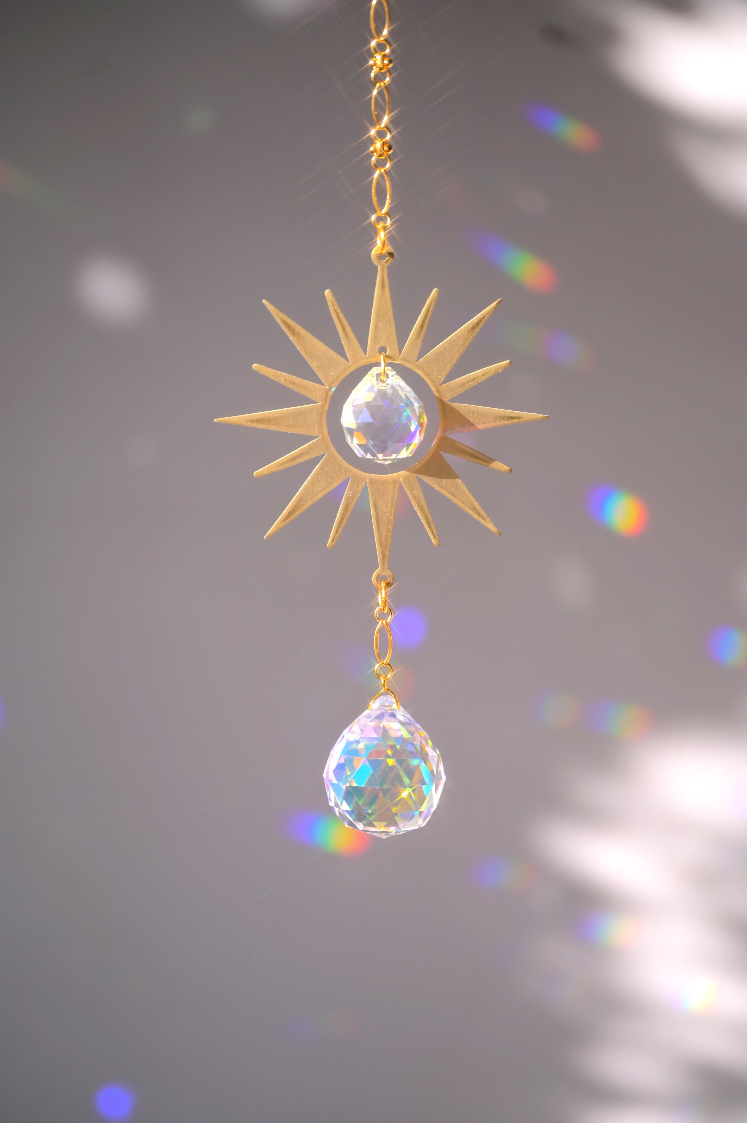 Double Aura Crystal Sun Catcher Decor