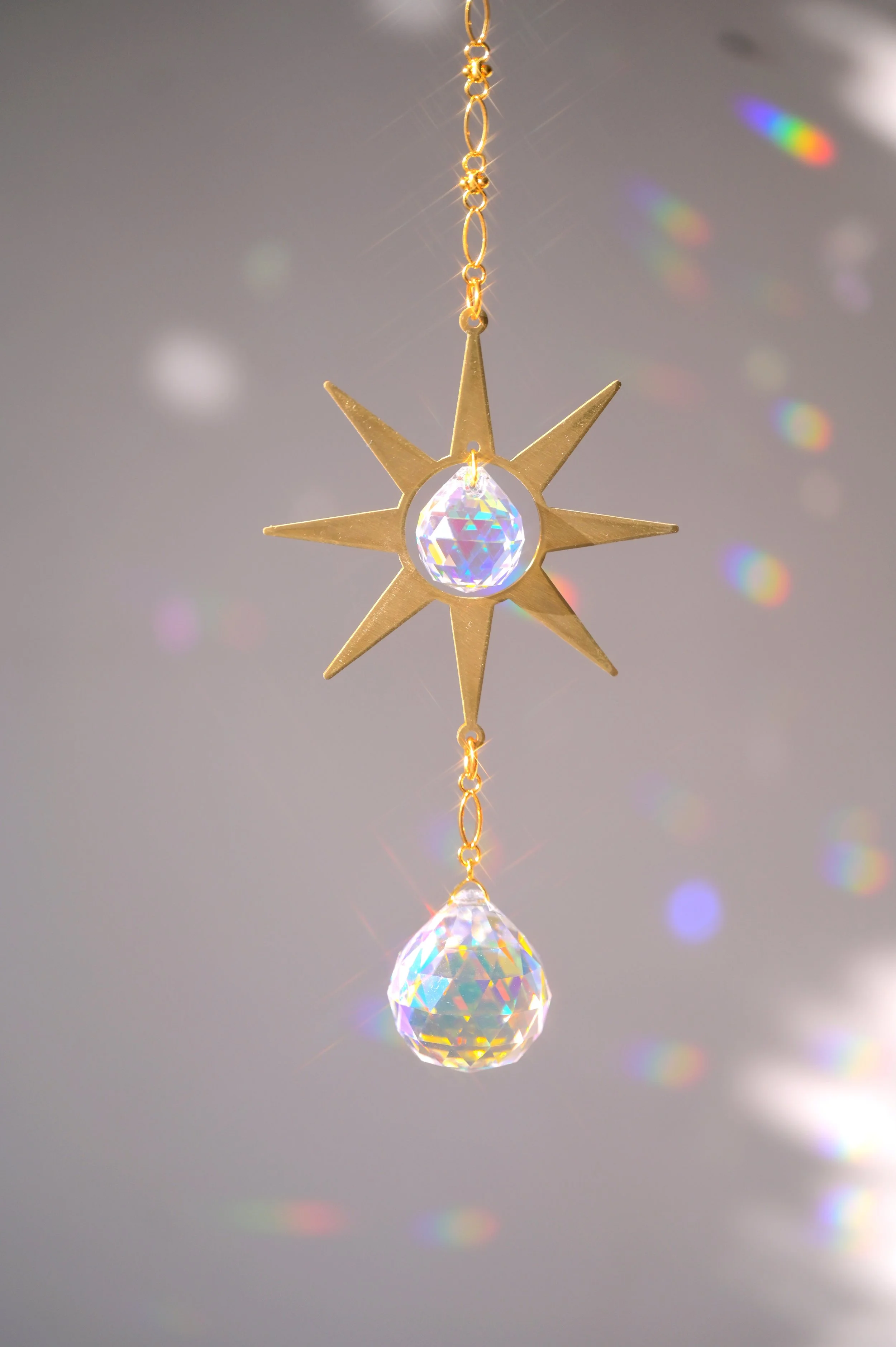 Double Aura Crystal Suncatcher Decor