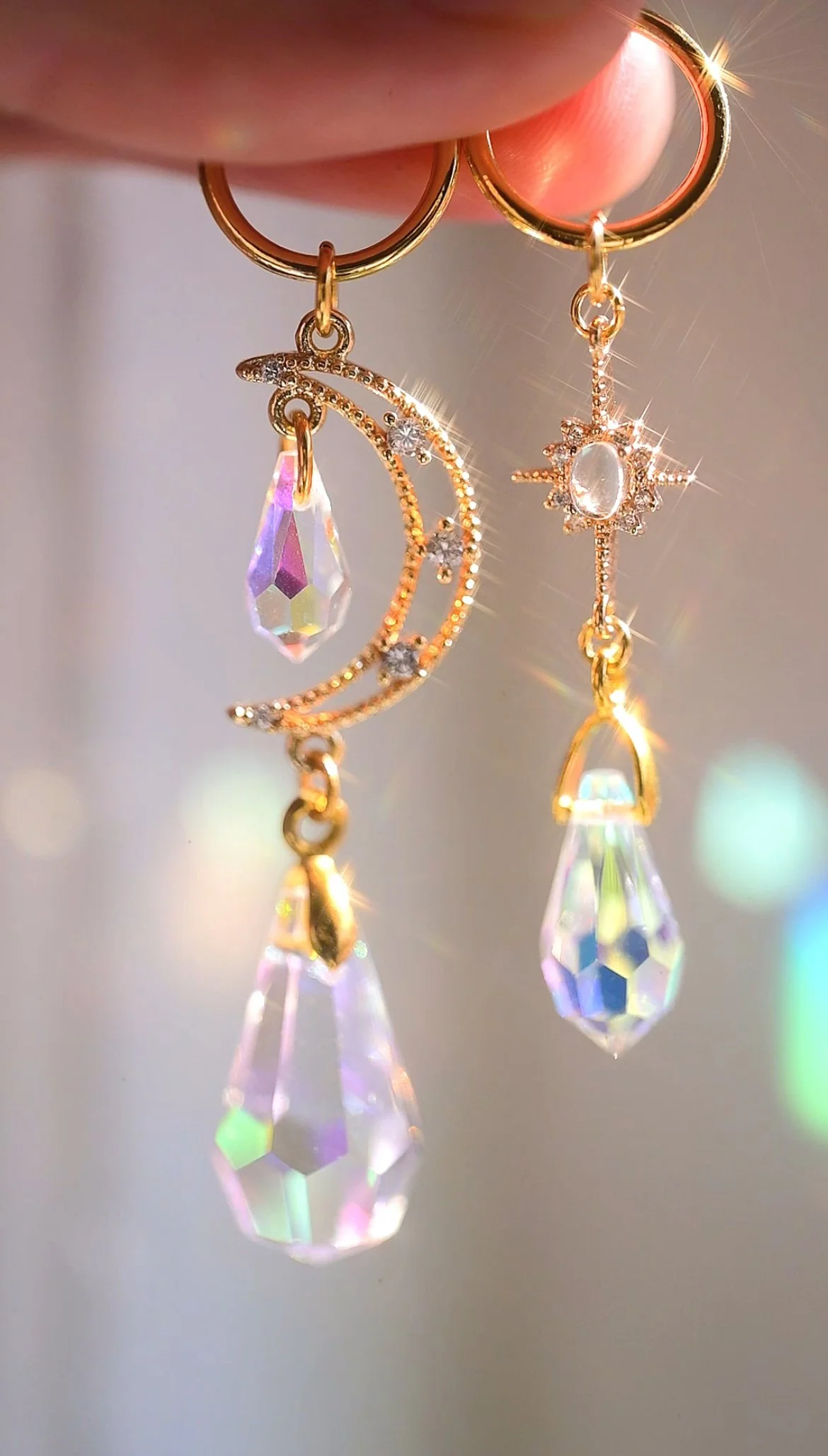 Mini Moon And Star Suncatcher Pair