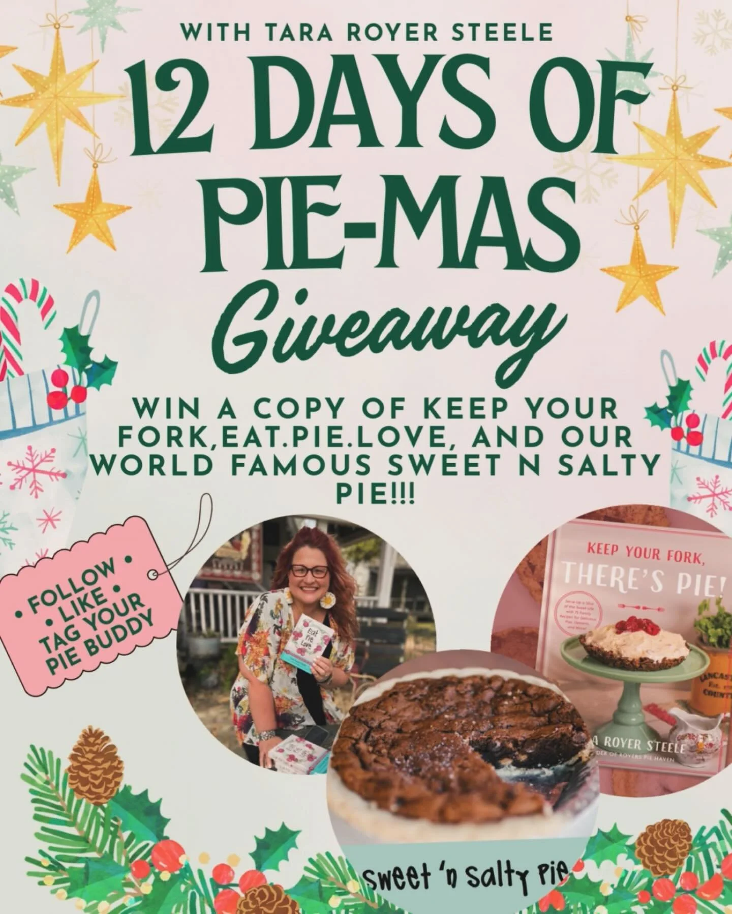 🎄🥧 WELCOME TO THE 12 DAYS OF PIE-MAS GIVEAWAY Day 2🥧🎄
 Where the only thing sweeter than winning&hellip; is the pie you&rsquo;re about to win.

We&rsquo;re giving away Keep Your Fork, There&rsquo;s Pie!, Eat.Pie.Love., and a Sweet &rsquo;n Salty 