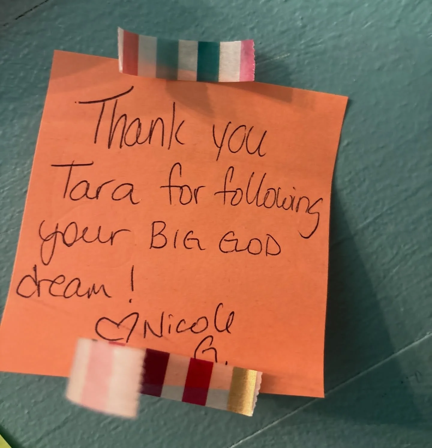 A few days ago, I got this text from Bre, the cutest pie chick who runs our social media.  If you've been to @royerspiehaven, you know we have pens and sticky notes in the bathroom to leave on the walls.  I opened my texts this morning and was remind