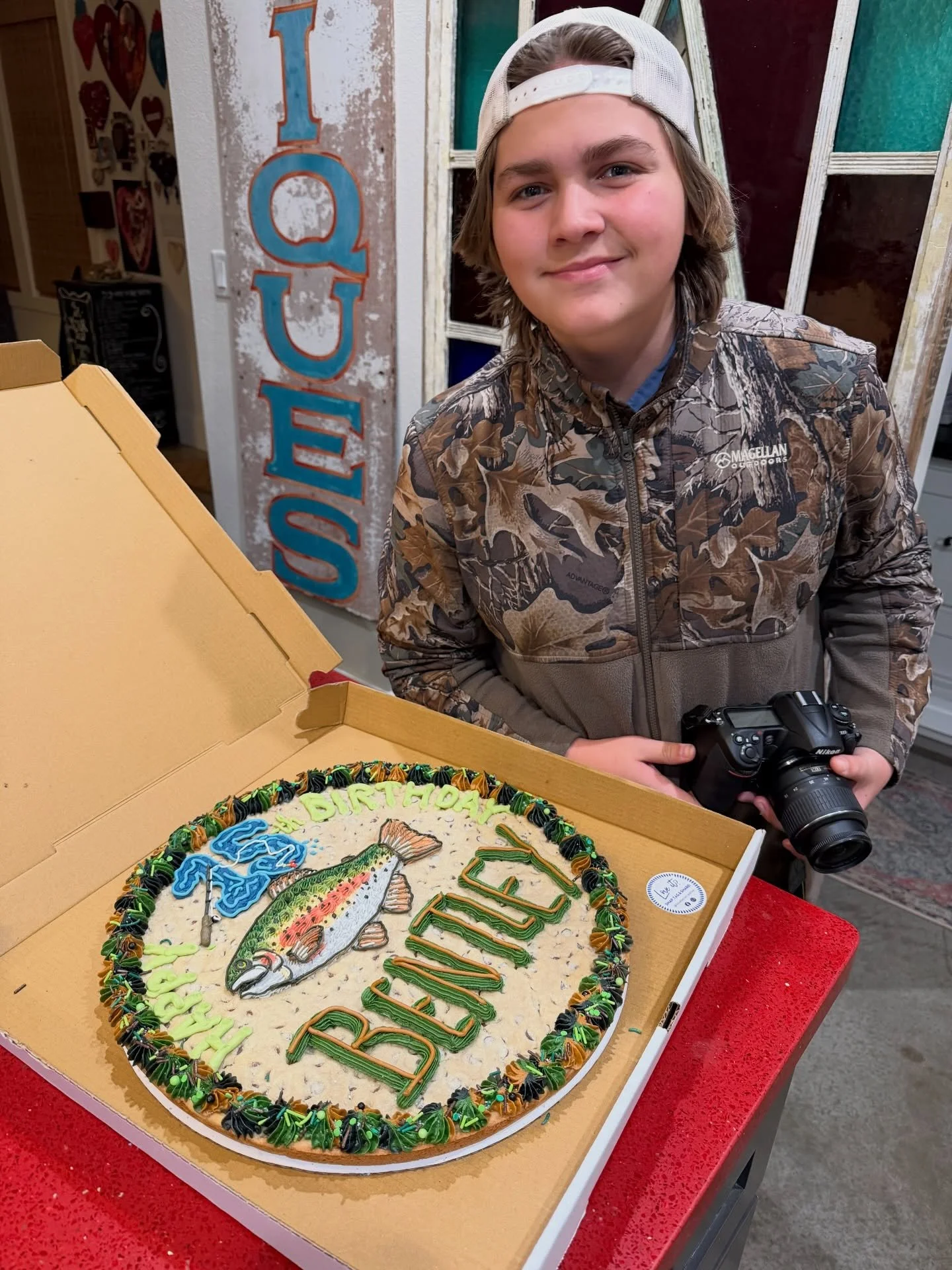 HapPIE 15th Birthday 🎉, Bentley!!! Loved celebrating YOU and doing your favorite things!!! 

Fishing, Friends, and Food!! 

Thanks @bluebellacreative for the fabulous cookie cake!!!