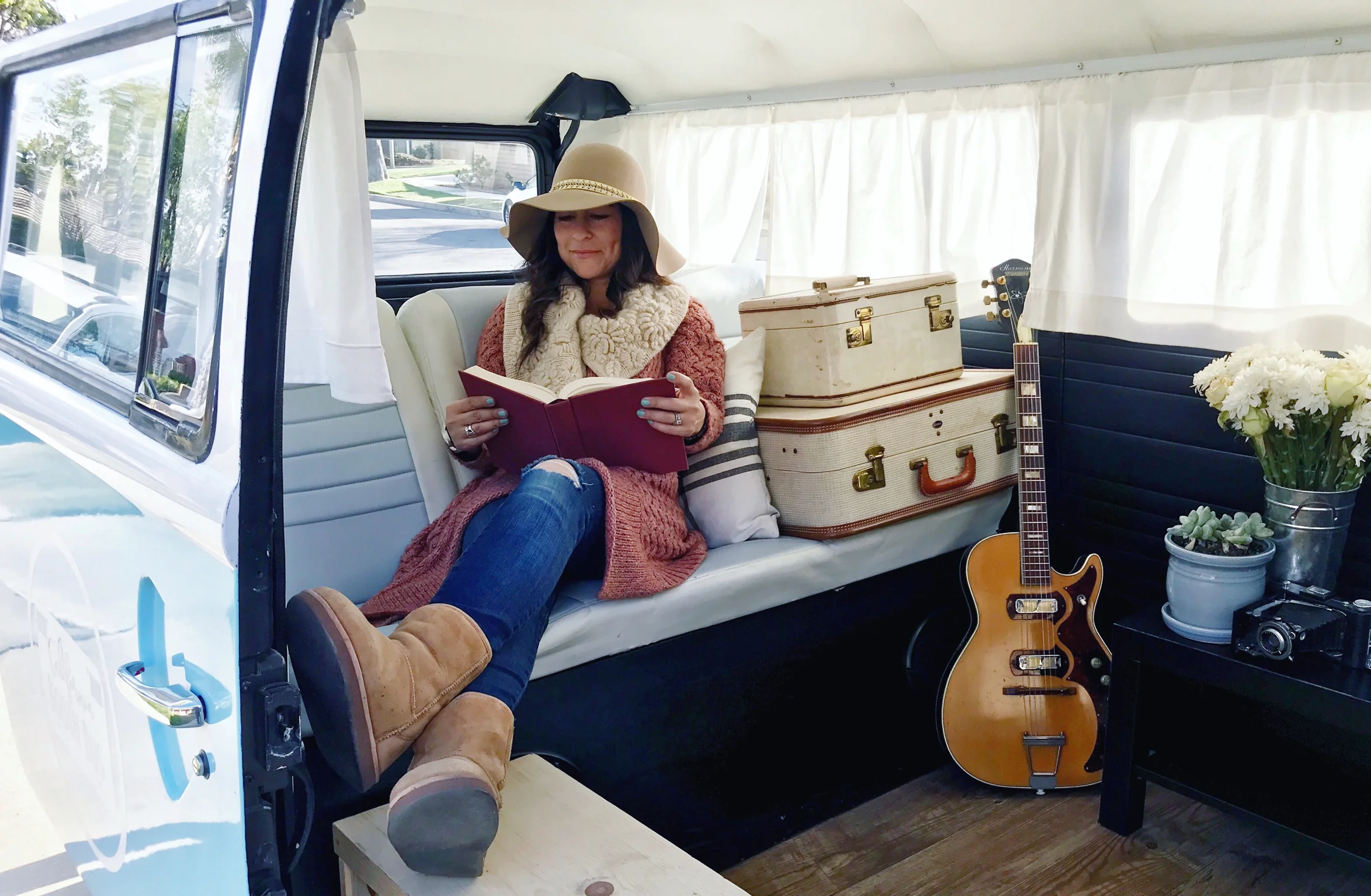 Vintage Bohemian Girl in VW Bus