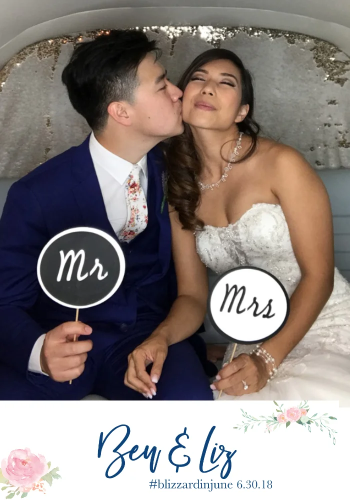 Happy kissing couple photo booth