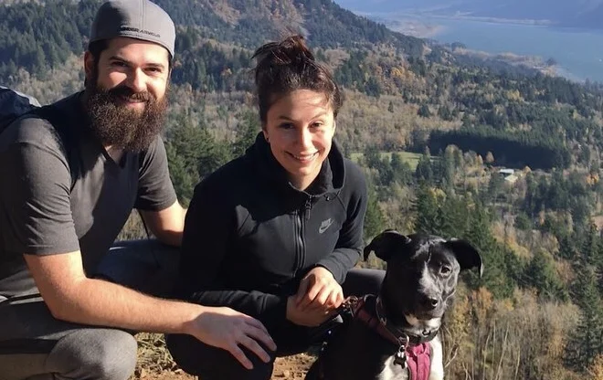 Taylor garland with his girlfriend, torie, and their puppy, harvie.