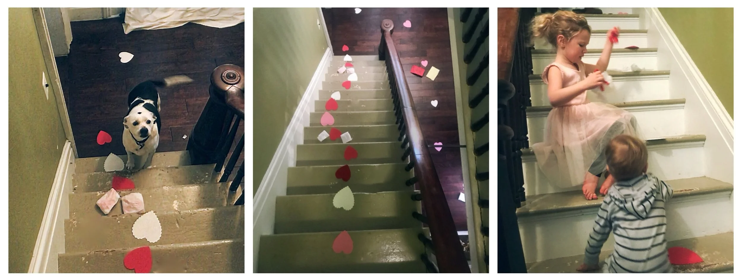 We had so much fun with our trail of hearts! Mya dog joined in the fun too!