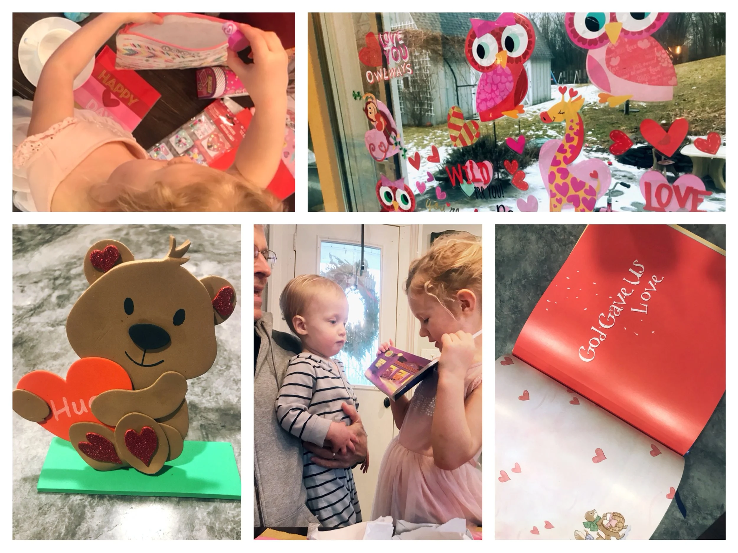 We did a Valentine bear craft and read a book about love! Some stickers and presents made for an extra special time.