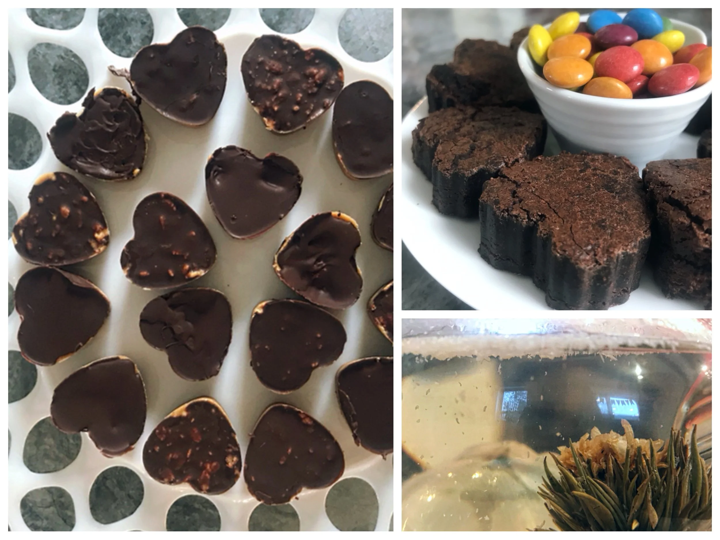At our tea party we had some special blooming tea and valentine's treats! Check out the Delectable Flour-less Brownie recipe and Peanut Butter Bar recipe HERE !
