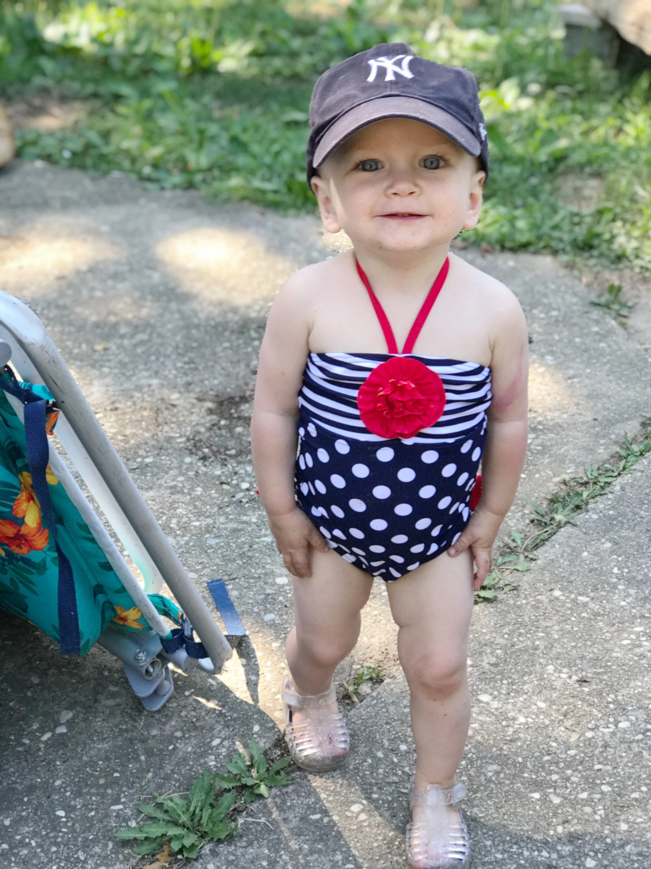 CC outside a few weeks ago, rocking brother's hat.