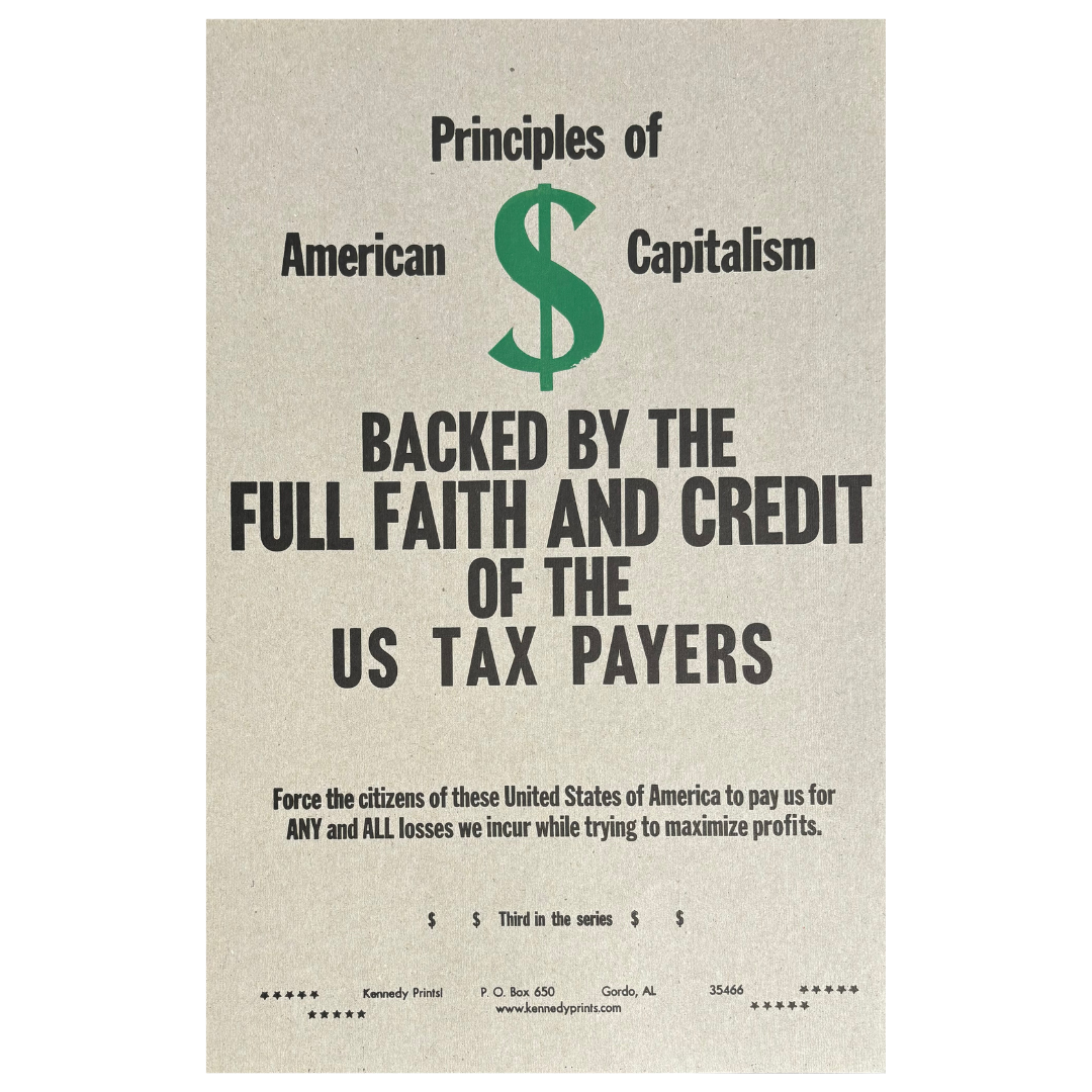 Capitalism: Backed By US Tax Payers