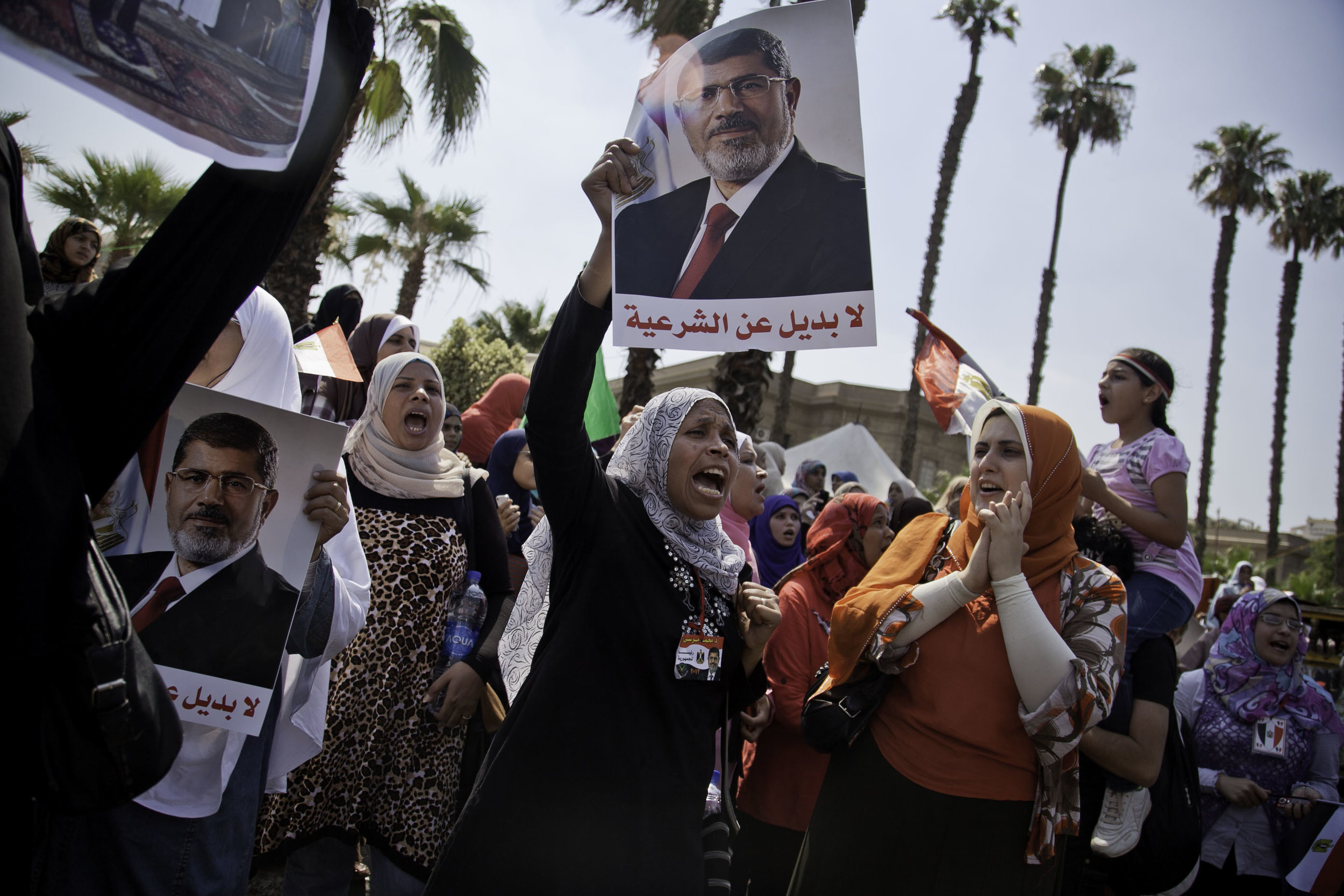 Pro Mohamed Morsi supporters protest at Nahda, one of two sit-ins in Cairo, Egypt on July 2, 2013 a day before Morsi was deposed. 
