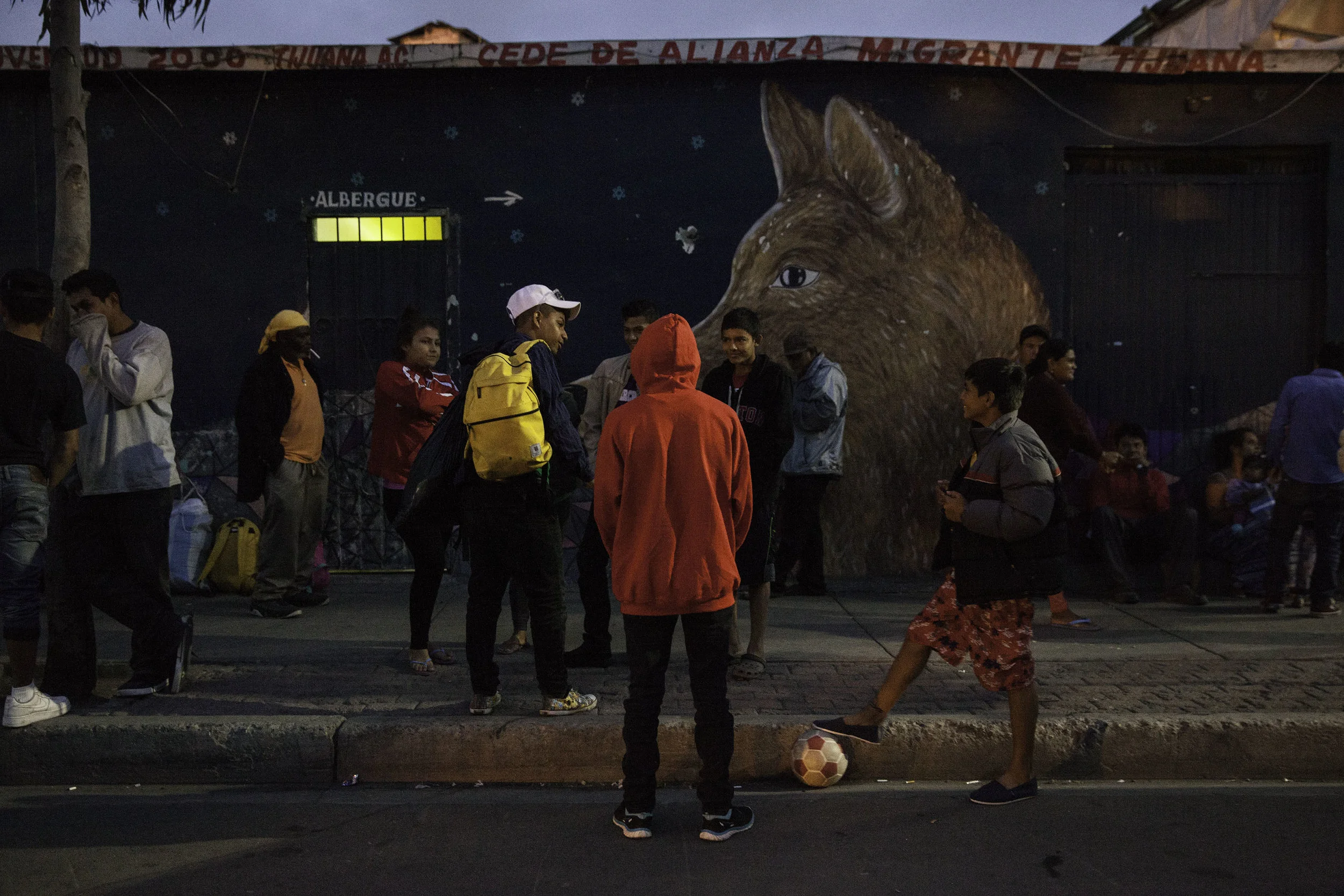 In front of Juventud 2000 shelter in Tijuana, MX, on the edge of the red-light district.