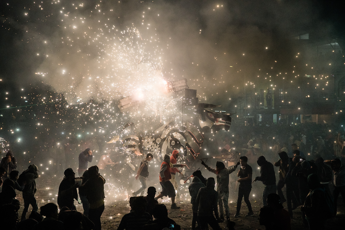 Every year people gather in Tultepec, Mexico for a week long celebration of San Juan de Dios a patron saint of fireworks. The festival consists of the Castles of Fire and the Burning of the Bulls. The bulls are made out of papier-mâché with fireworks shooting out of it going in different directions.