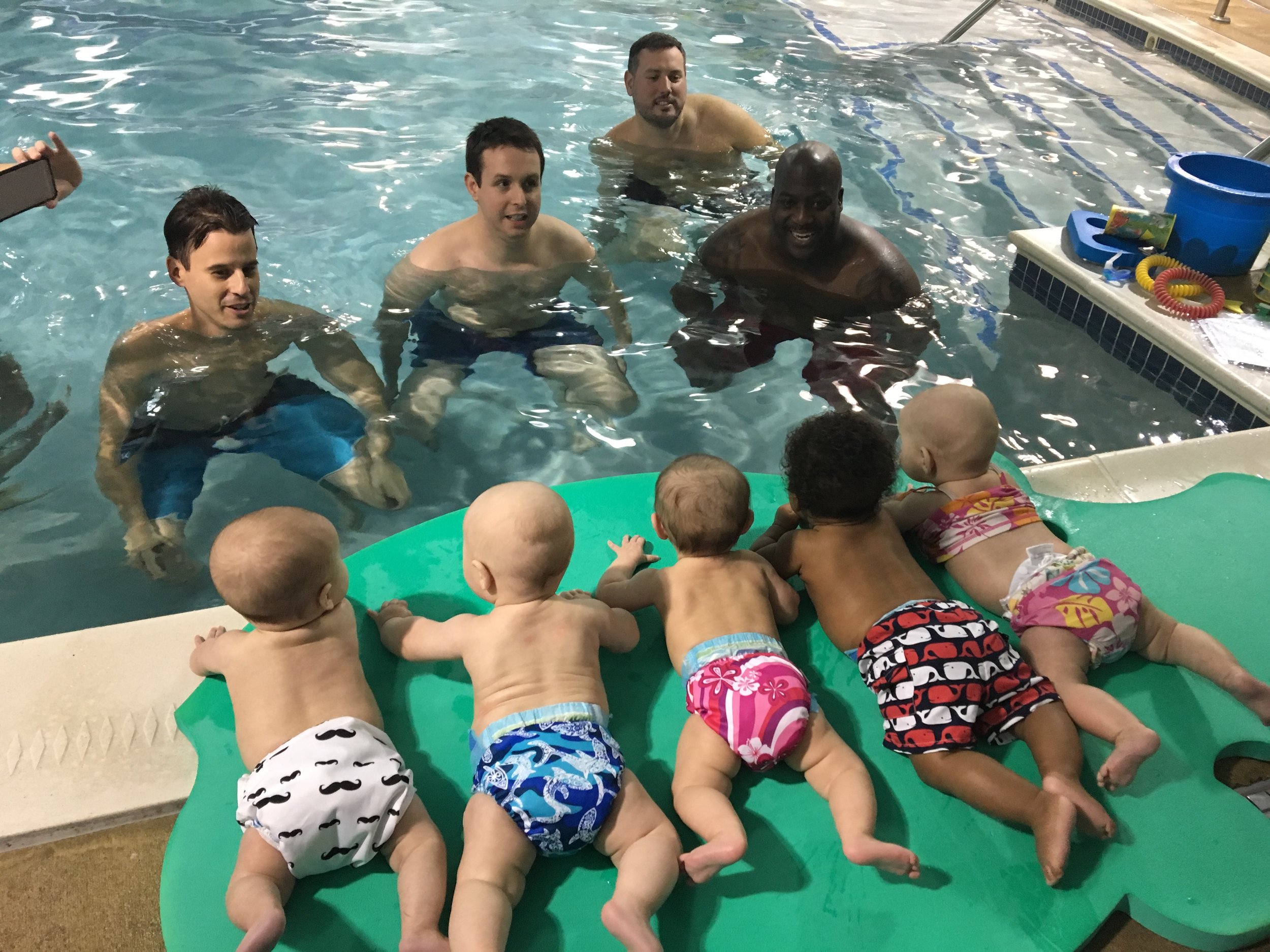 Swim Class- Asher at swim class with daddy and his buddies. He started swimming lessons at two months!