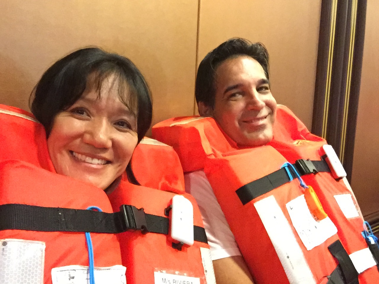 Cruise ship safety drill