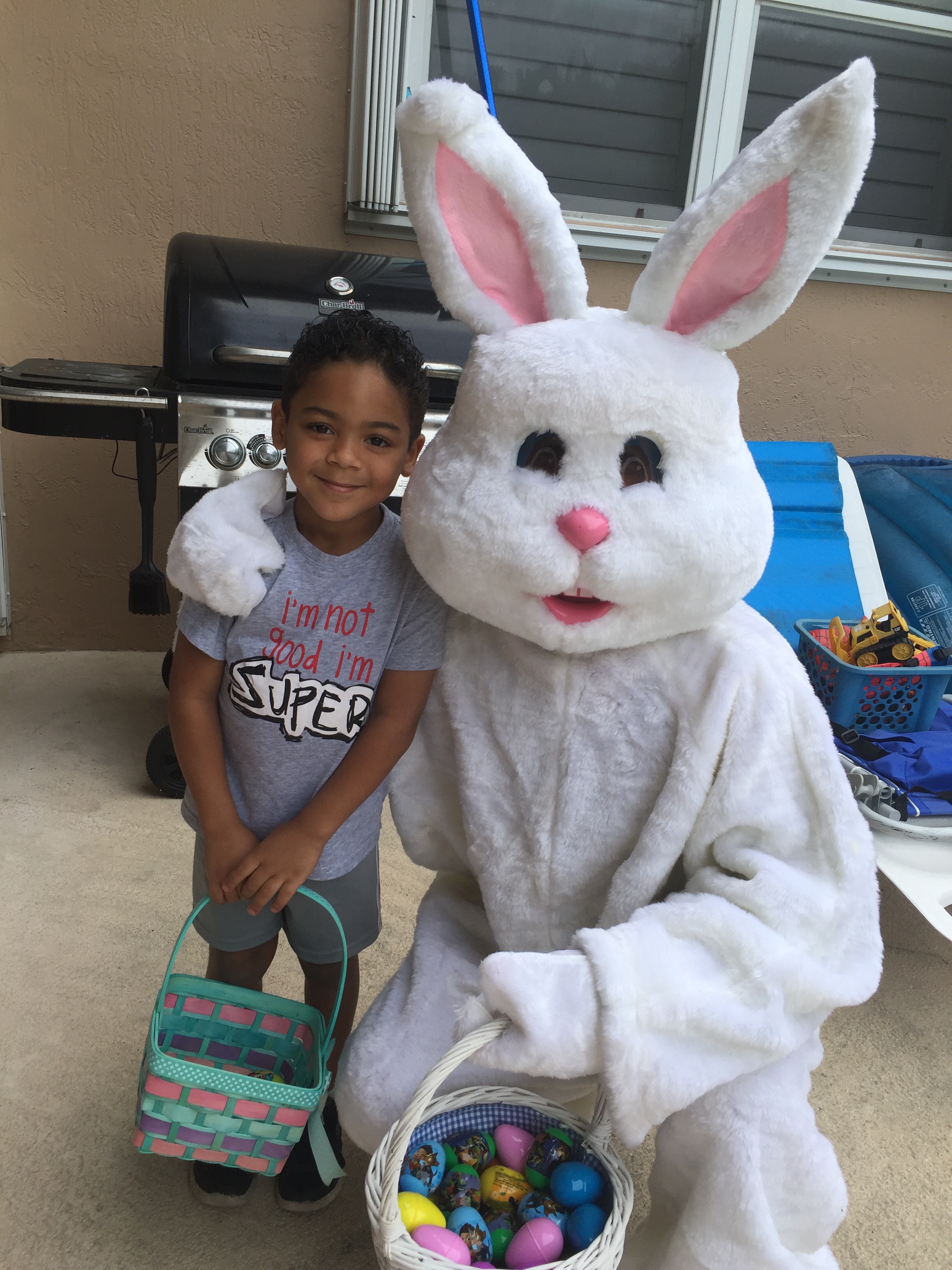 Our grandson with the Easter Bunny