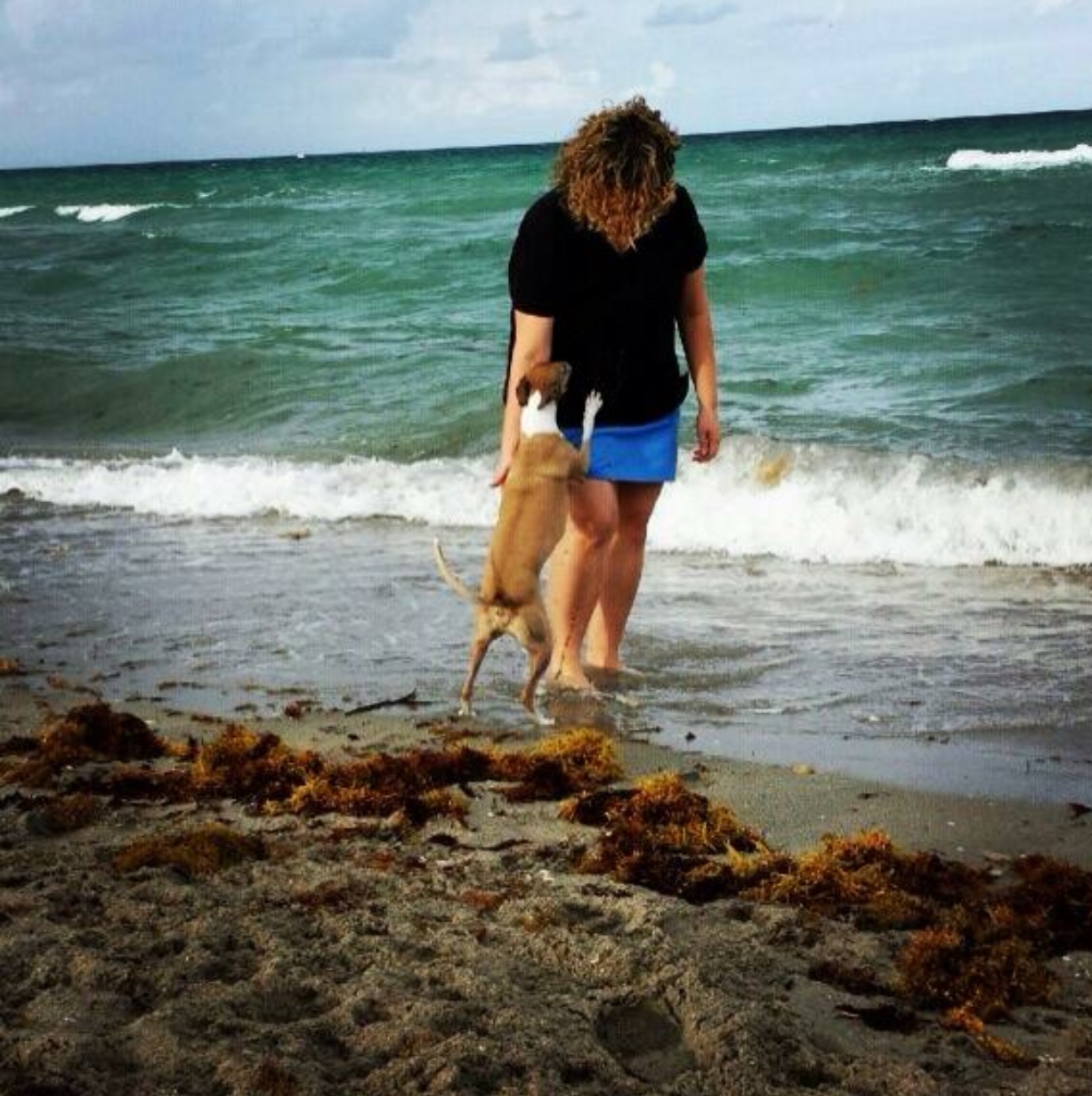 Playing with Pria at the beach