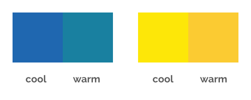 Warm and cool versions of blue and yellow