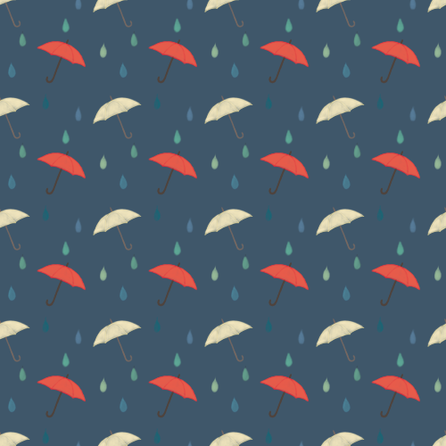 Soft Summer pattern with Bright Spring orange umbrellas