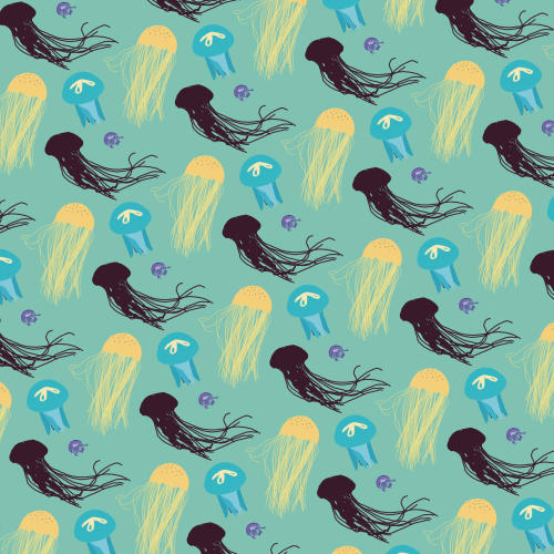 Light Summer jellyfish pattern with large Dark Winter jellyfish