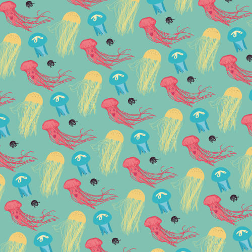 Light Summer jellyfish pattern with small Dark Winter jellyfish