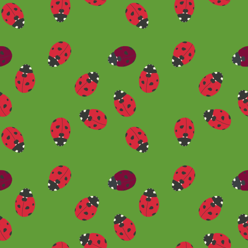 Bright Spring ladybird pattern with occasional True Summer ladybirds