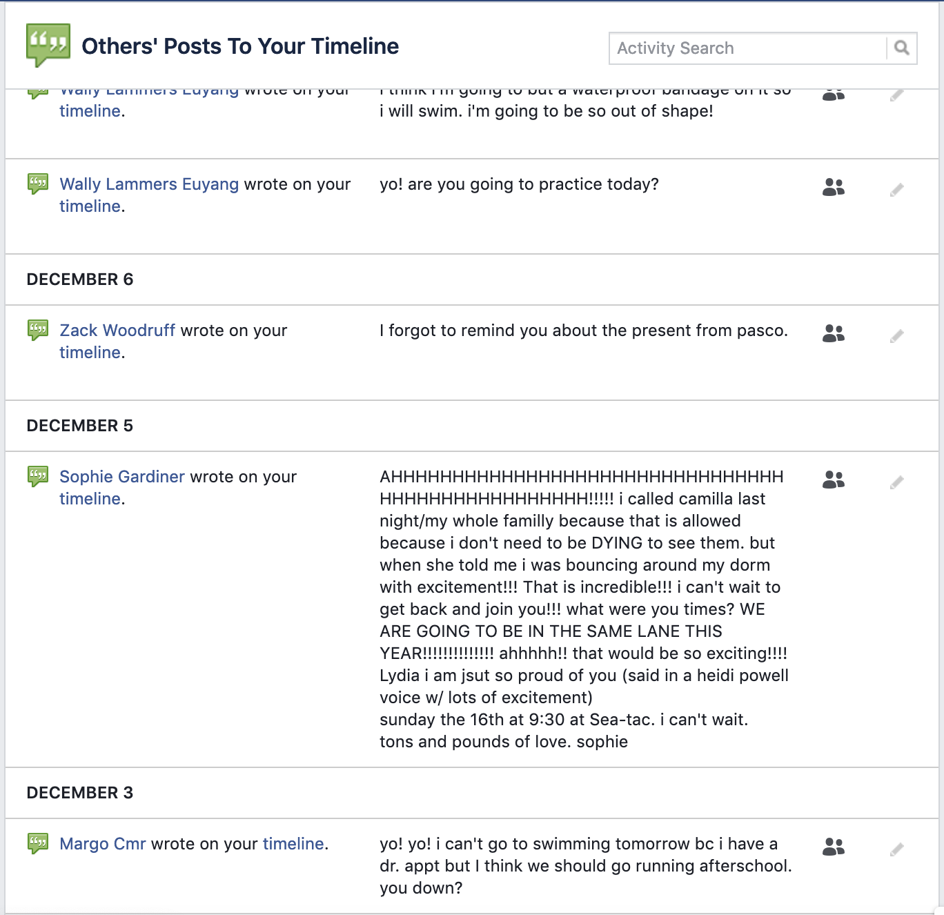 The first posts on my timeline