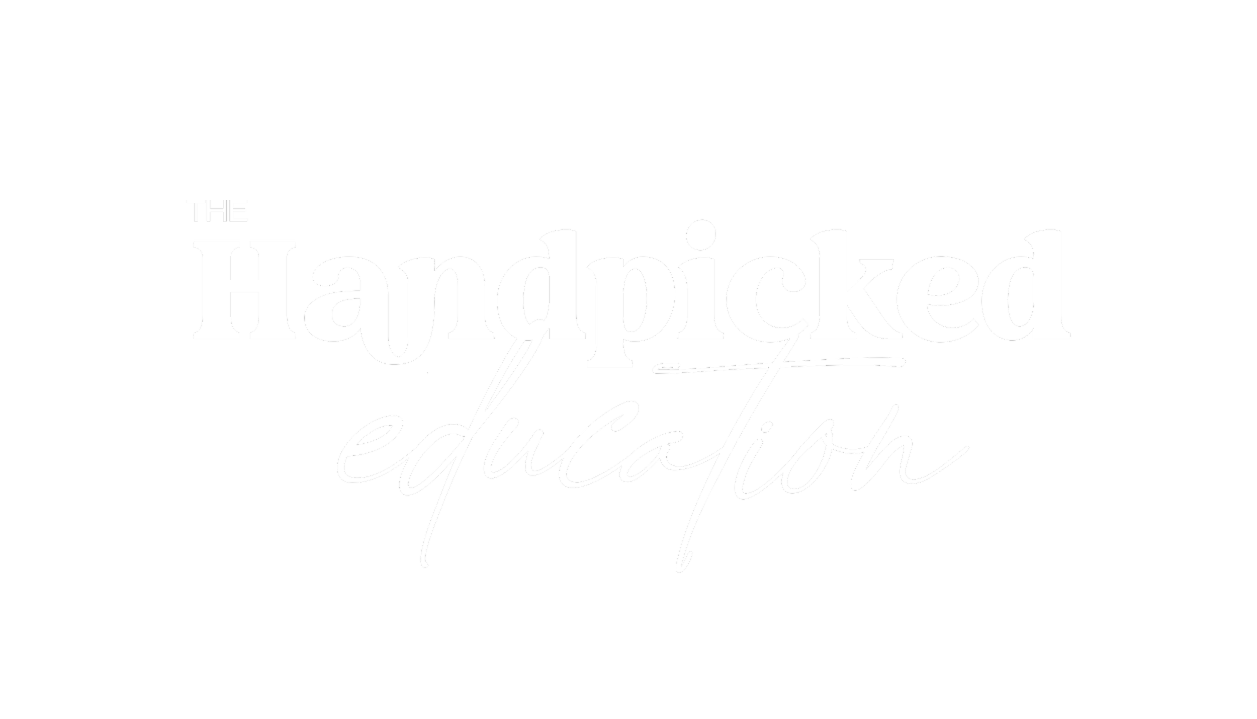 Black background with white text reading 'The Handpicked Education' in mixed font styles.