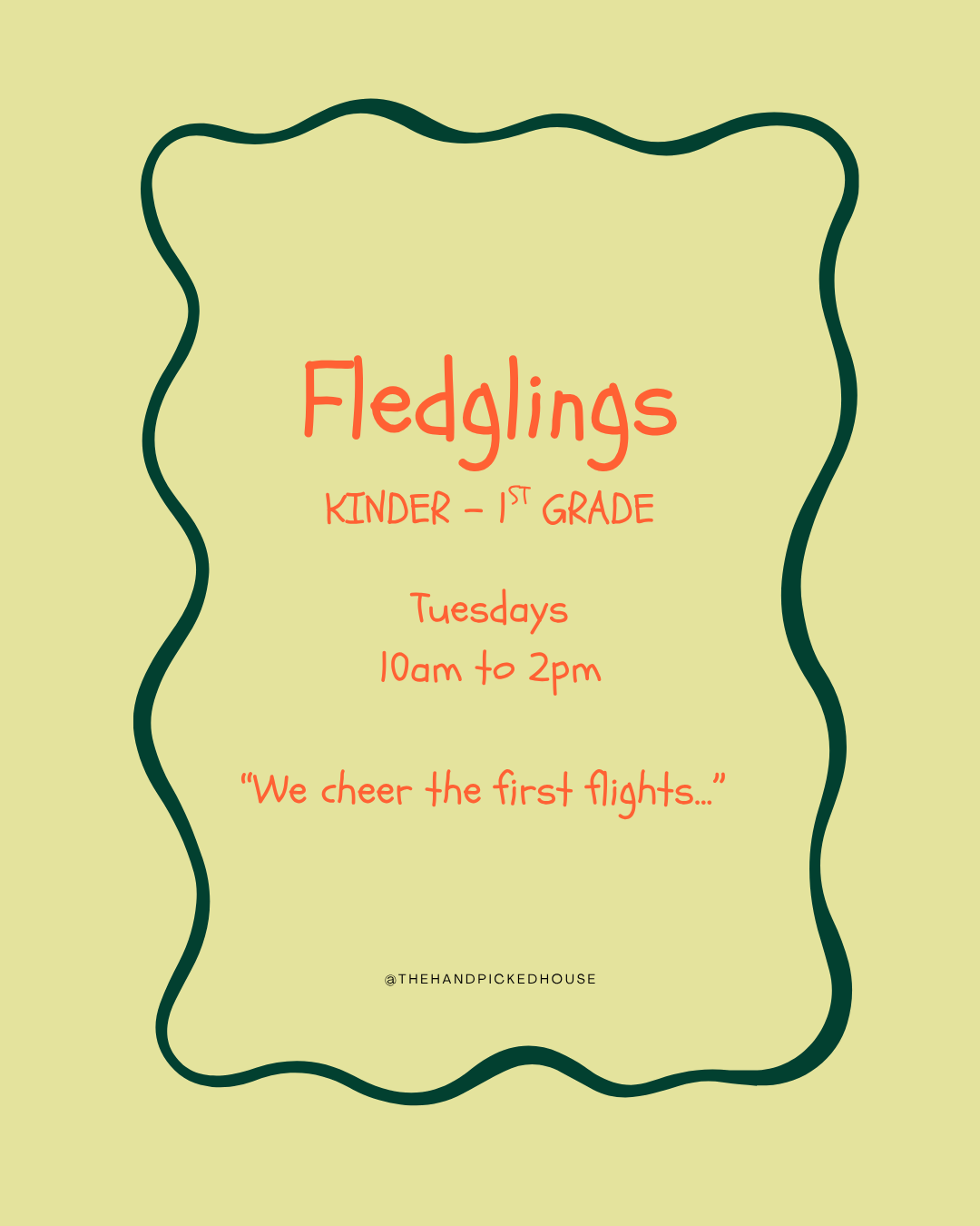 Fledglings - Kinder to 1st Grade - Registration Fee