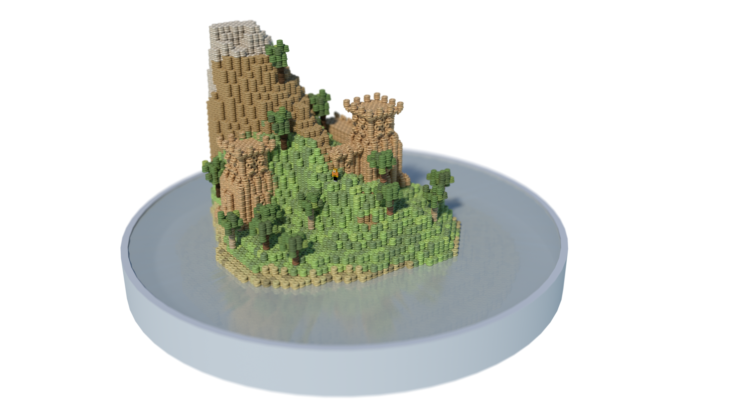 Our 'test' island, where we tested different rendering and build methods for the larger island, with much shorter rendering times