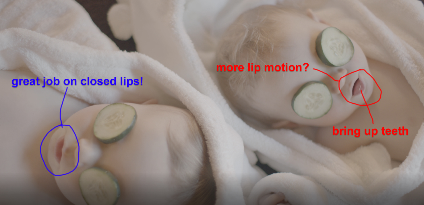 Some super legit notes I gave to one of the lip animators after checking the opening shot