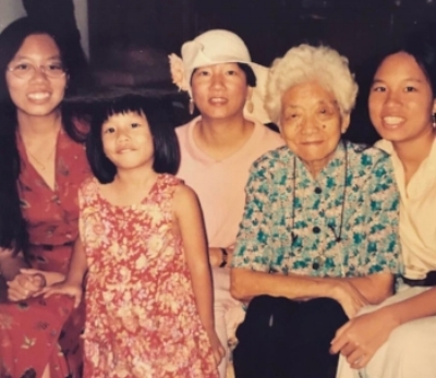 Christina, as a child with her sisters, mother, and Grandma Ruth