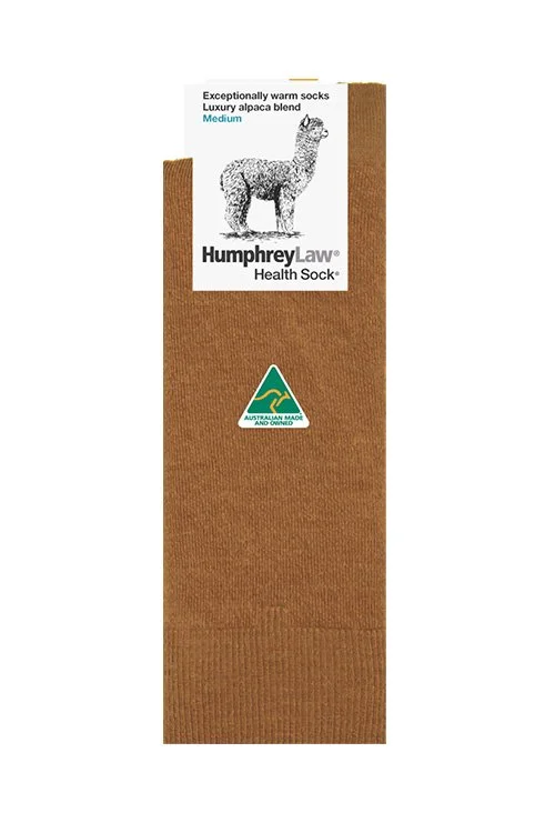 Humphrey Law Baby Alpaca Socks (05C) Unisex socks in the Nutmeg colour variant