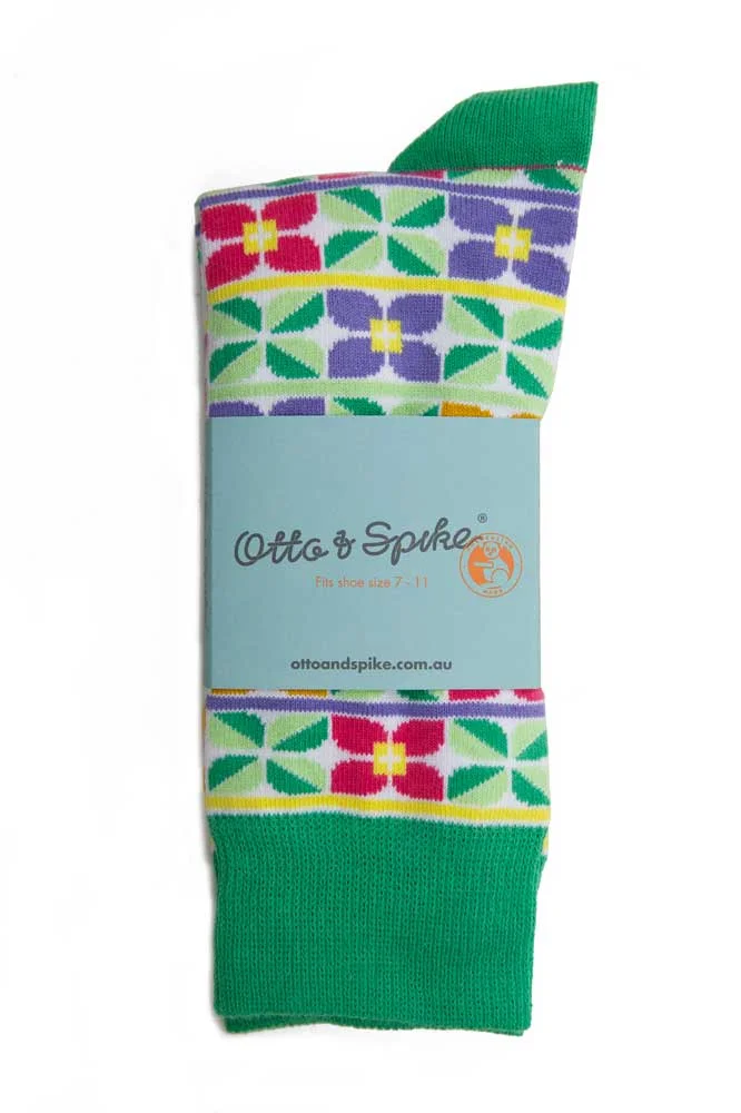 Otto & Spike Socks — Clarice Grass and Raspberry