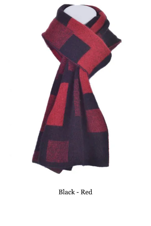 McDonald Textiles Merino Possum Jacquard Scarf - Red-Black